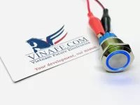 Nút Nhấn Nhả Inox 19mm LED Xanh Dương